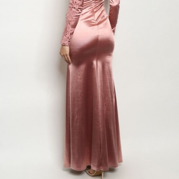 Sexy Dusty Pink Maxi length Gown - Picture 4 of 5